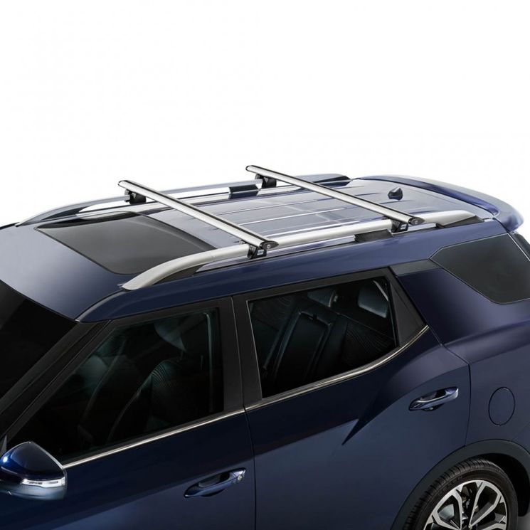 Jeu de 2 barres de toit en aluminium pour Dacia Sandero Stepway dès 2021 - avec barres longitudinales