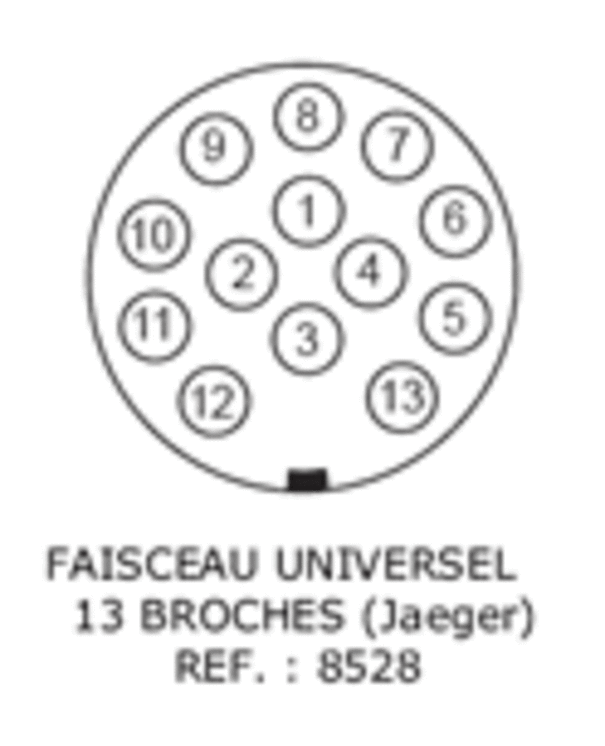 Faisceau électrique universel 13 broches pour véhicules non multiplexés - Westfalia 8528