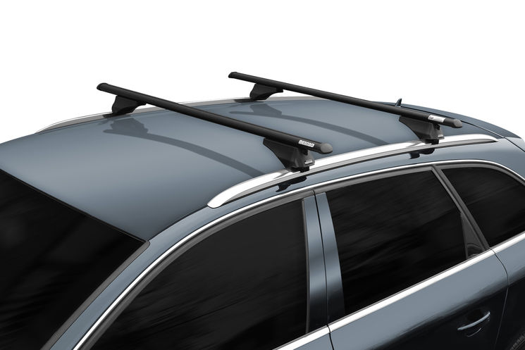 Barres de toit Aluminium Noir pour KIA Carnival III  dès 2014 - avec barres longitudinales.