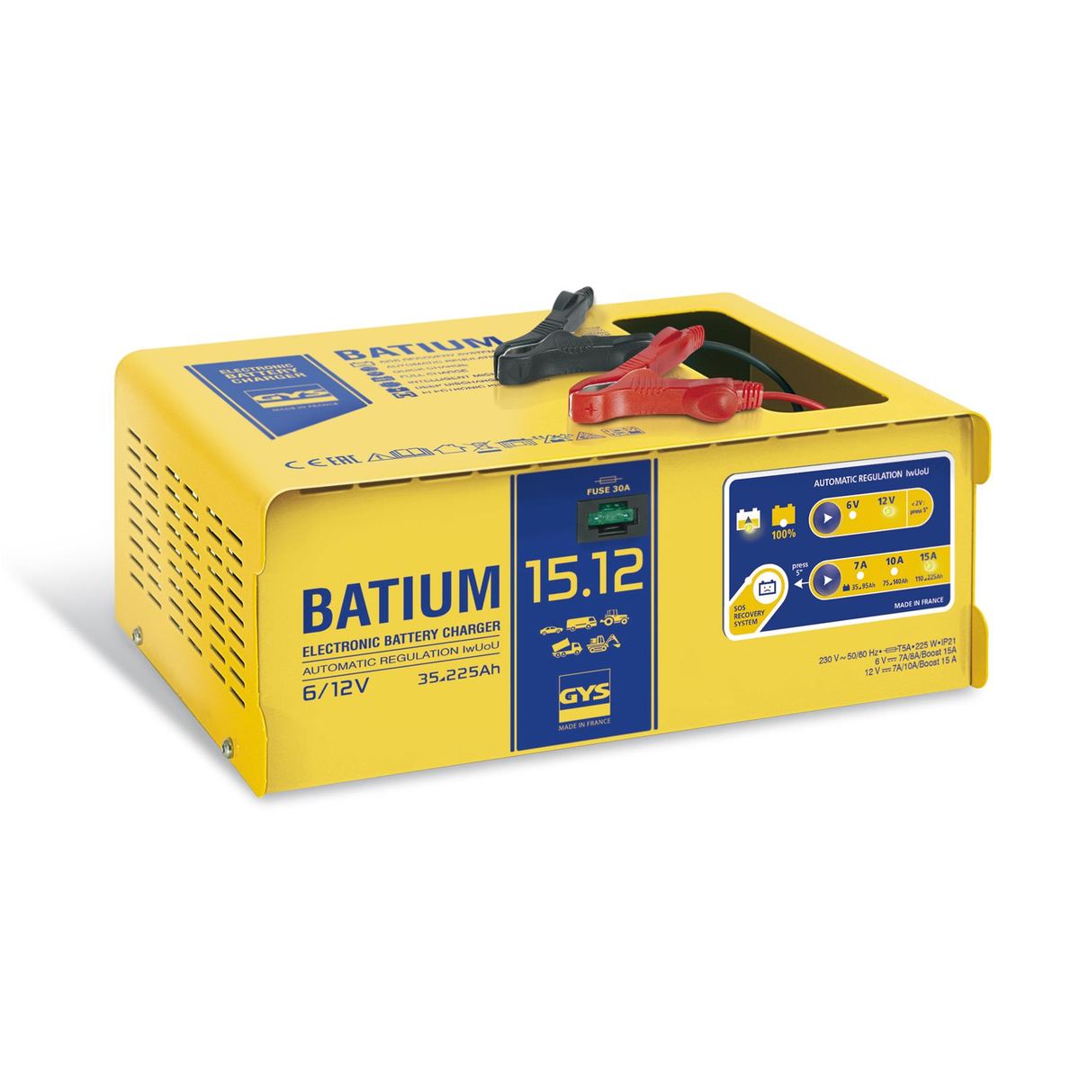 Chargeur de batterie automatique Pro 6/12V 35-225Ah - GYS BATIUM